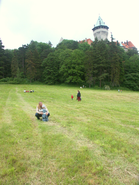 The romantic Smolenice Castle rising from the forested Little Carpathians