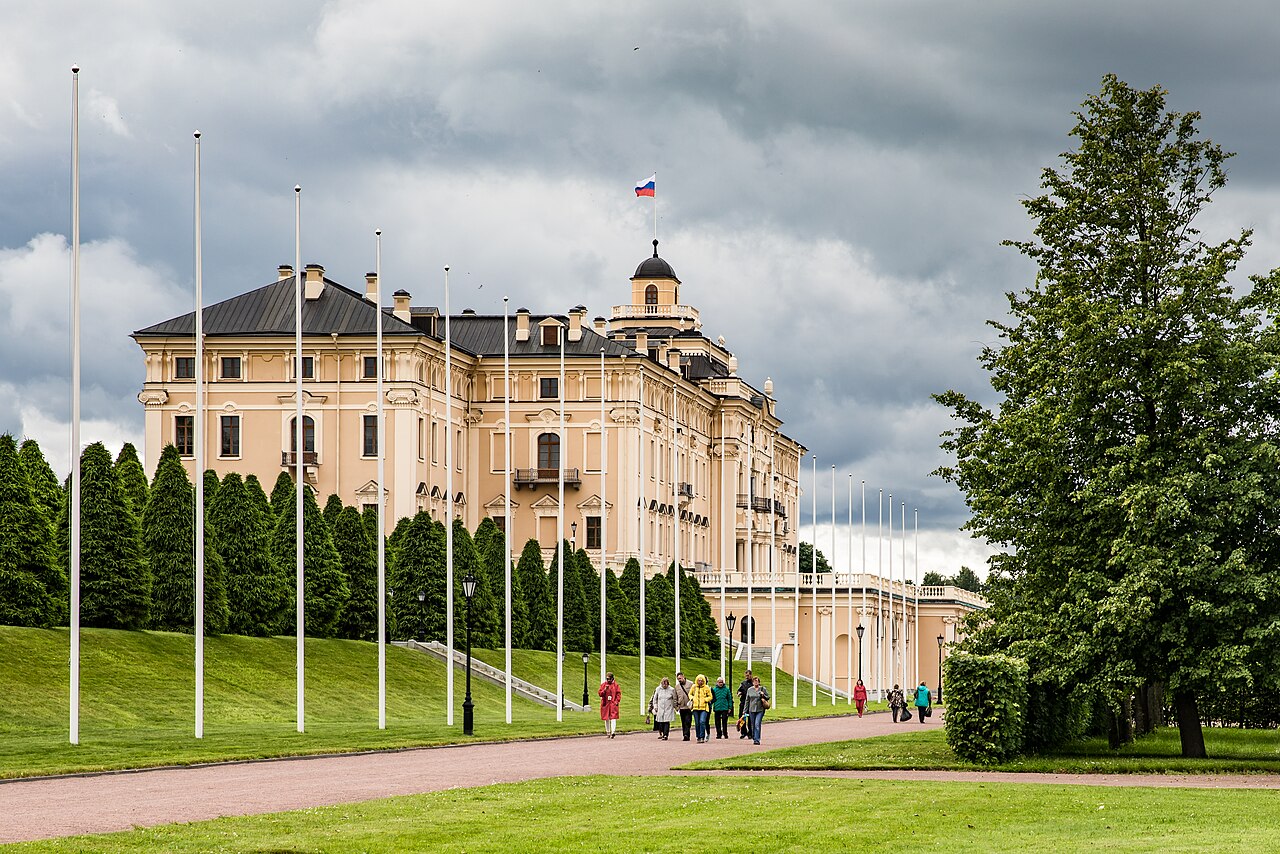 The palace above its canals and gardens