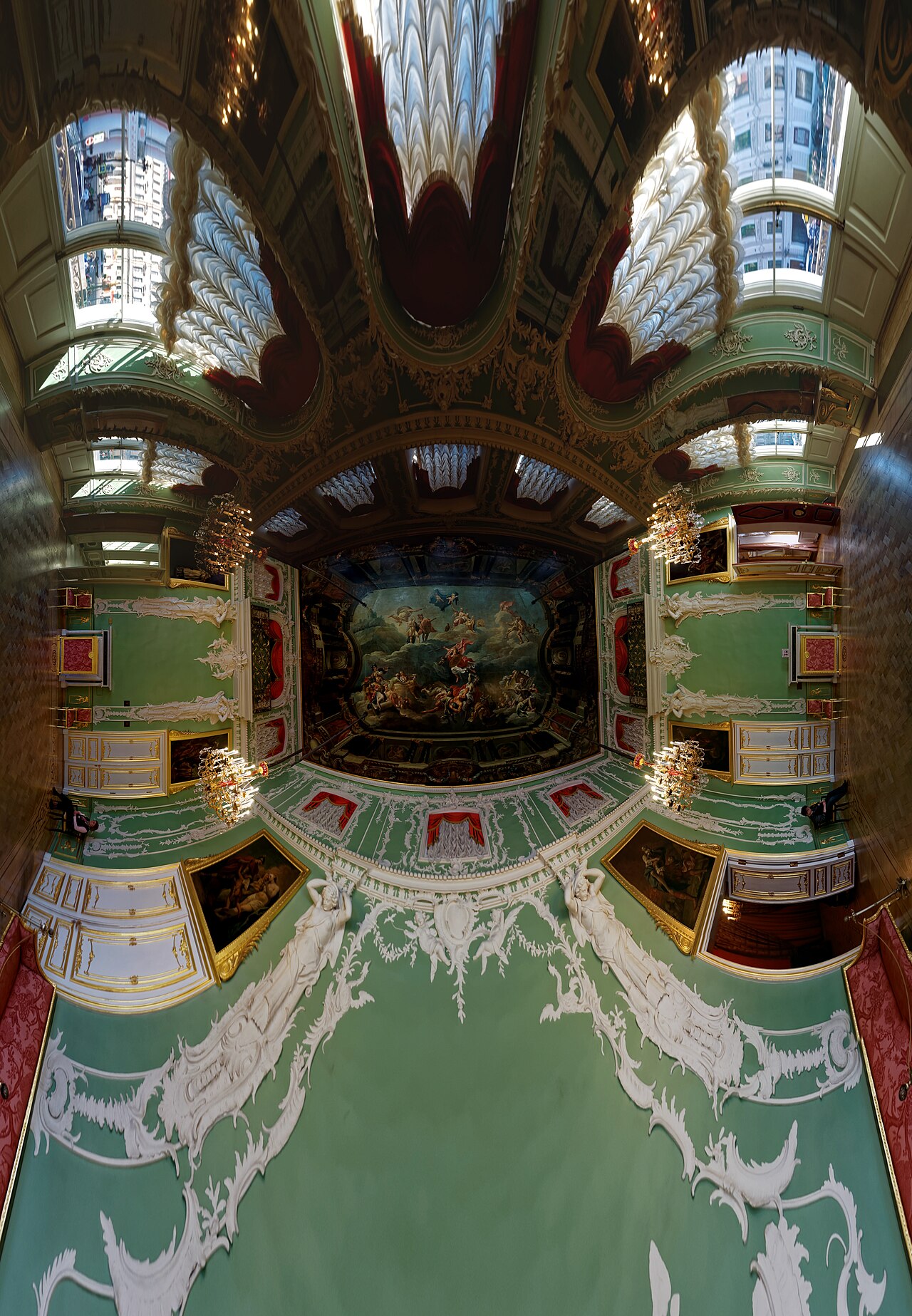 A classical interior added by later architects