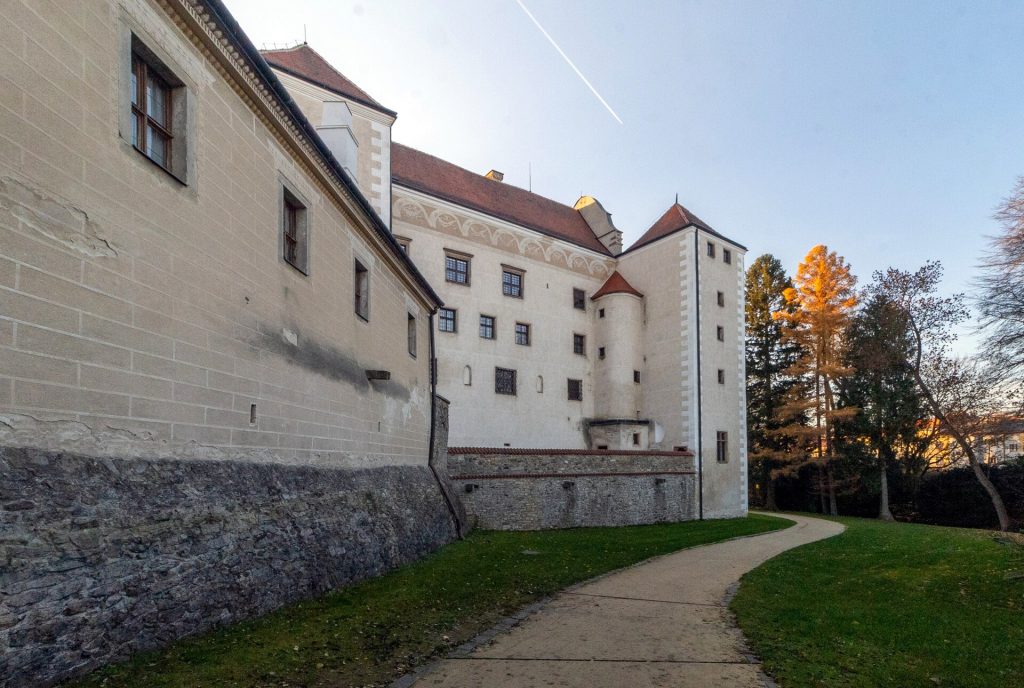 The chateau and its towers seen from the park