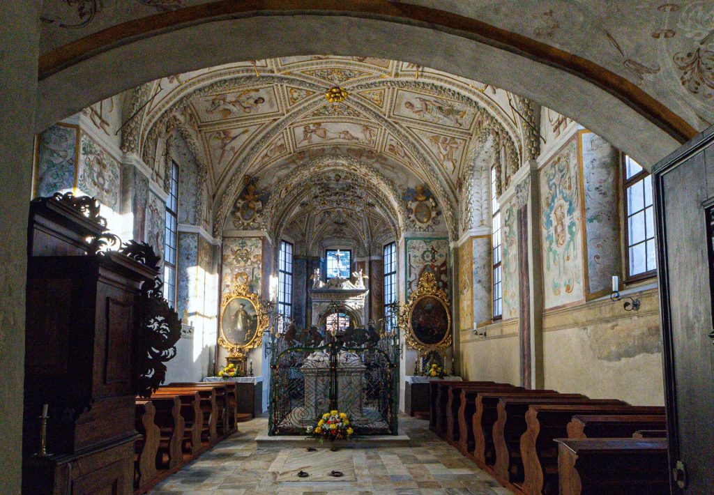 Inside the All Saints Chapel of Telc Chateau