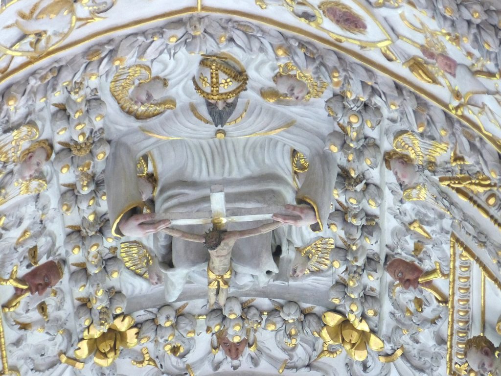 Fine stucco work in the chateau chapel