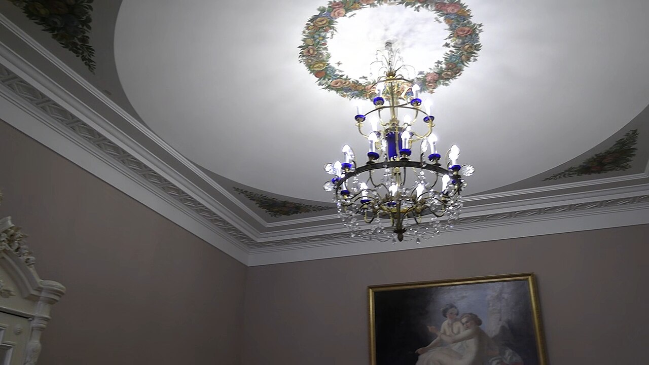 An enfilade of formal rooms opening one into the next