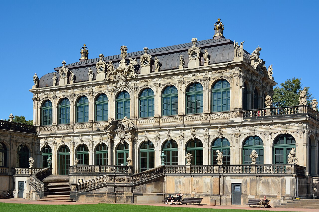 The baroque architecture of the Zwinger in detail